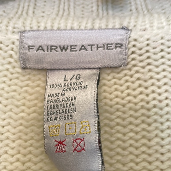 Ladies zip sweater. Vintage Fairweather brand. Size large. Off white . Belted. - Picture 2 of 4